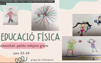 Maig 2024 Escola – La Comunitat de Petits, de Mitjans i de Grans us expliquem l’educació física Riera curs 2023/2024 amb les nostres paraules, dibuixos …